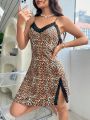 Ladies' Leopard Print Lace Trimmed Sleepwear