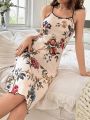 Flower Pattern Printed Cami Sleepwear Nightgown