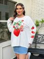 SHEIN Qutie Plus Size Women's Strawberry Cartoon Character Printed T-Shirt