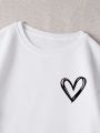 Tween Girl Heart Print Thermal Lined Sweatshirt