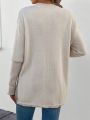 Asymmetric Sweater With Stitching Edge And Drop Shoulder Design