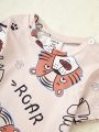 Baby Boy's Cute Little Tiger & Letter Printed Short Sleeve Top With Long Pants Homewear Set