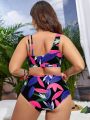 SHEIN Swim Vcay Plus Tropical Print Bikini Swimsuit