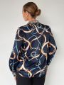 SHEIN BIZwear Women's Geometric Printed Long Sleeve Shirt