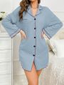 Women'S Casual Turtleneck Drop Shoulder Long Sleeve Loungewear Dress