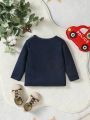 Baby Boys' Cartoon Car Print Round Neck Long Sleeve Base Shirt