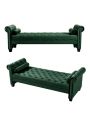 82 Inch End of Bed Bench with 2 Pillows Rolled Armed Ottoman Bench Velvet Bench Button Tufted Sofa Bench Upholstered Bench for Entryway, Living Room and Window