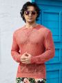 Men'S Solid Color Hollow Out Knitted Long Sleeve Sweater