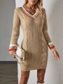 SHEIN LUNE Striped Contrast Sweater Dress