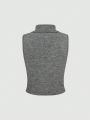 Gray Turtleneck Sweater Vest