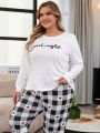 Plus Size Versatile Casual White Long Sleeve Pajama Top