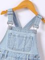 Boys' Cute Outdoor Simple Light Washed Denim Overalls Shorts, Summer