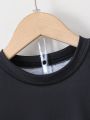SHEIN Kids QTFun Little Boys' Bear Printed Short Sleeve T-Shirt With Round Neckline And Yellow Shorts 2pcs/Set