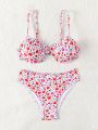 SHEIN Swim Mod Women's Split Swimsuit Set With Random Floral Print, Perfect For Summer Holiday And Beach Fun New Year