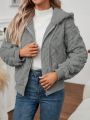 SHEIN Unity Textured Fluffy Hooded Jacket