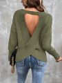 SHEIN Essnce Cut Out Wrap Cross Drop Shoulder Sweater