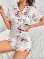 Ladies' Floral Patterned Pajama Set