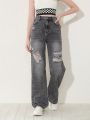 Teen Girl Ripped Straight Leg Jeans