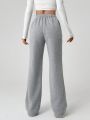 Fleece-lined Drawstring Straight-leg Pants, Keep Warm