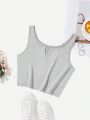 Notched Neck Crop Sleep Tank Top