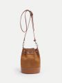 SHEIN BIZwear Drawstring PU Leather Shoulder Bag