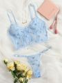 Floral Embroidered Mesh Underwire Lingerie Set