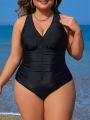 SHEIN Swim Classy Plus Size Solid Color One-Piece Swimsuit