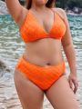 SHEIN Swim Basics Plus Size Solid Color Swimwear Set