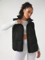 Fonteles Women'S Stand Collar Zipper Sleeveless Padded Jacket