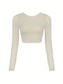 Pearls Beaded Sheer Mesh Crop Top