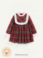 Cozy Cub Baby Girl Ruffle Trim Tartan Babydoll Dress