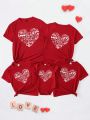 1pc Baby Girls' Heart Letter Print Bodysuit