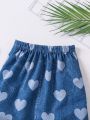 SHEIN Kids EVRYDAY Toddler Girls' Heart Print Skirt