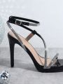 Square Toe Ankle Strap High Heeled Sandals