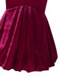 Teen Girl Mermaid Hem Velvet Cami Dress With Choker