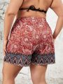 SHEIN Swim BohoFeel Plus Size Printed Patchwork Tie-Waist Cardigan