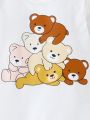 SHEIN 3pcs/set Baby Boys' Long Sleeve Jumpsuit With Little Bear Print