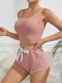 Ladies' Solid Color Slim Fit Homewear Set