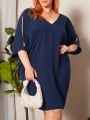 SHEIN CURVE+ Plus Size Women's Split Sleeve Dress