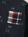 Fall And Winter Infant Boys' Deer & Plaid Print Sweatshirt And Jogger Pants Set