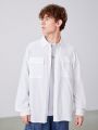 SHEIN Teen Boy Flap Pocket Drop Shoulder Shirt