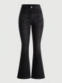 Grunge Punk Women's Zipper Fly Bell Bottom Jeans