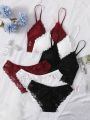 3sets Floral Lace Lingerie Set