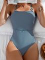 SHEIN Swim Chicsea Solid Color Casual Simple One-piece Swimsuit