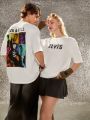 Elvis Presley X SHEIN 1pc Letter & Character Printed T-Shirt