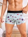 Men's Printed Color Contrast Flat Angle Shorts