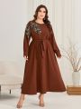 SHEIN Najma Plus Size Flower Pattern Belt For Arabic Clothing