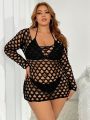 SHEIN Swim BAE Plus Size Hollow Out Cover Up