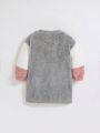 SHEIN Baby Girl Color Block Teddy Dress