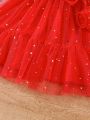 Little Girls' Bowknot & Mesh Tutu Dress, Suitable For Party